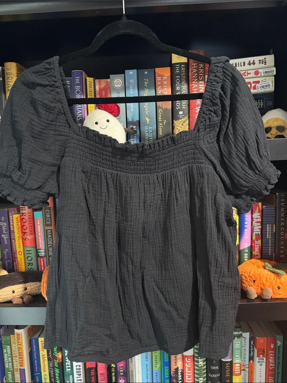 J. Crew Squareneck puff-sleeve soft gauze top